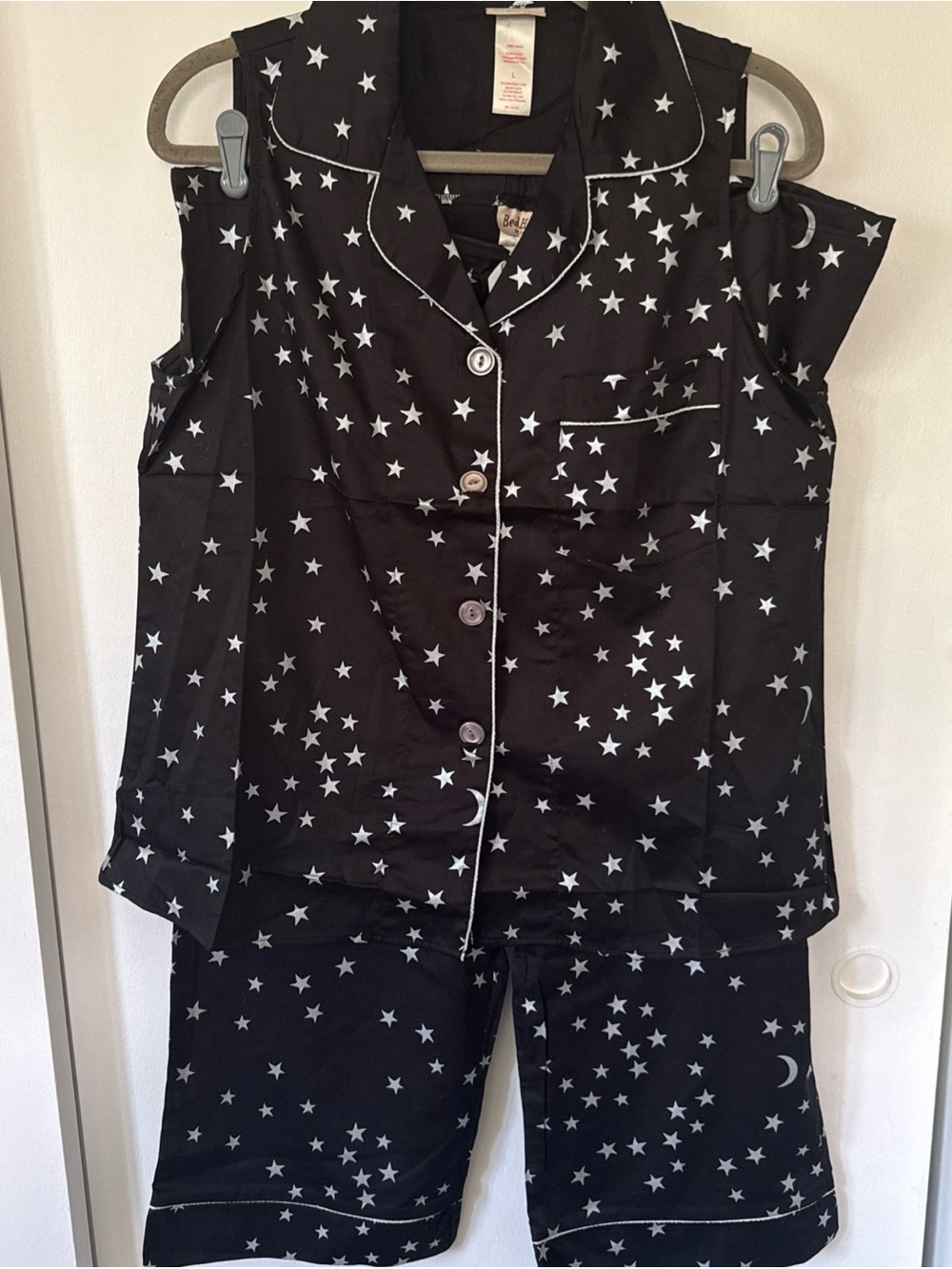 BedHead Black Star & Moon Sleeveless Capris Pajama Set Size Large